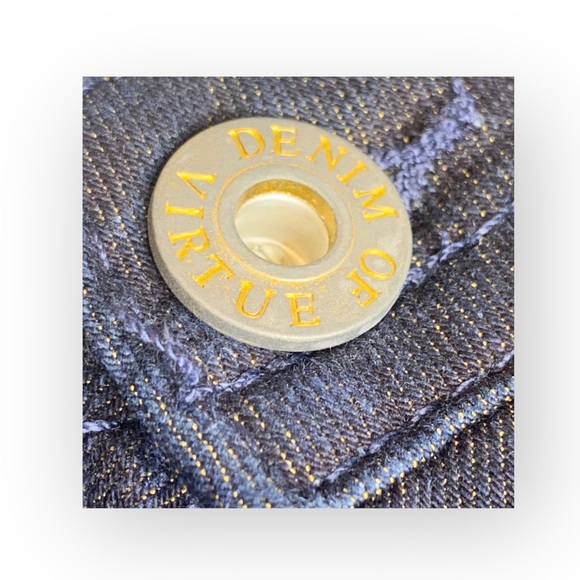 new Denim of Virtue ㋛ Y2K Justice Lurex Trim Flap Pockets Slim Jeans ㋛ Dark ㋛ - Picture 10 of 16